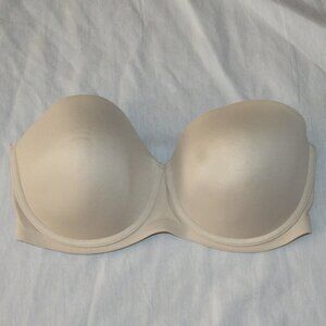 Vtg Y2K Body By Victoria's Secret Lined Strapless Beige Nude Bra sz 36DD